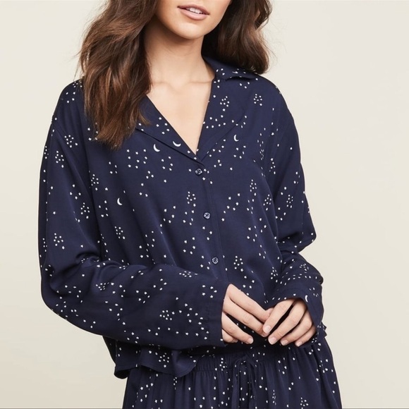 Rails Navy Galaxy Star Print Button Front Top Blouse Size XS - Picture 1 of 9